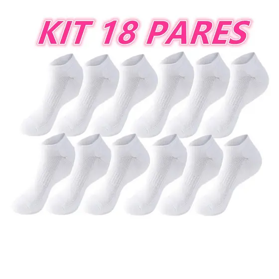Kit 18/12/6/3 Pares Meias Unissex Cano Curto / Soquete Invisivel Algodão Varias Cores 005