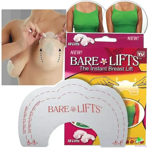 Adesivo Sutiã Invisivel Bare Lifts Silicone Levanta Seio Nao Cai Push Up 212BIJU