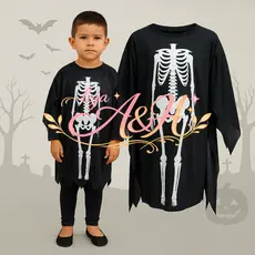 (V)Fantasia Infantil Halloween Esqueleto Preto e Branco 💀🎃IT8S