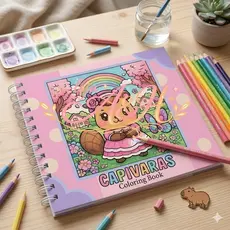 🖍️ Livro de Colorir Capivaras | Diversão Criativa com Cenas Encantadoras 🌸🌈MNC5