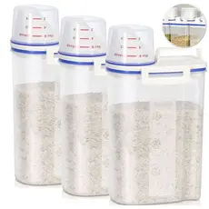 Kit 3 Pote Hermético Com Medidor Dispenser Cereais Grãos