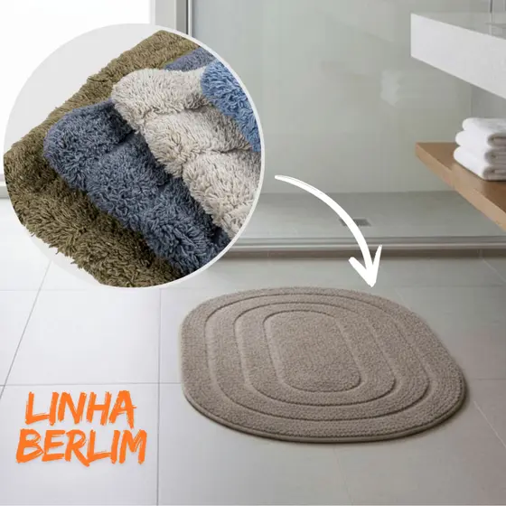 Tapete Oval  Banheiro Quarto Área de Serviço 40cm x 60cm - 80% Algodão 20% poliester