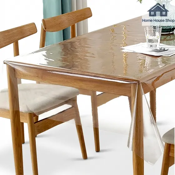 Toalhas de Mesa Transparente Cristal PVC  Impermeável por Metro, 4,6,8,10 cadeiras