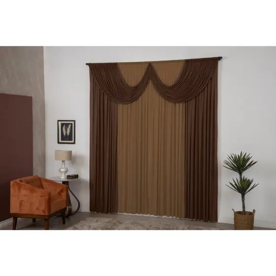 Cortina modelo Paris gold 3.00x2.80m sala perfeita para combinar com seu sofá