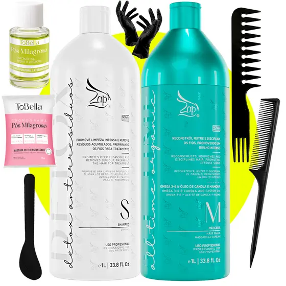 Kit Progressiva Sem Formol Zap All Time Organic 1 Litro - 500ml