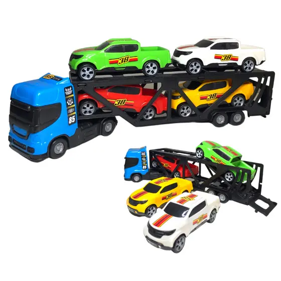 Caminhao de Brinquedo Cegonha Com 4 Carrinhos Menino