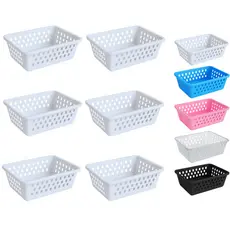 Cesto Organizador 6 Peças 20x15x6cm Branco Transparente Rosa Azul Preto Medio de Plastico