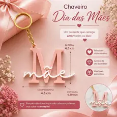 Kit 10 Chaveiros Dia das Mães Letra M com Nome Mãe – Lembrancinha para Revenda e Presentes