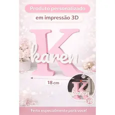 Letra Inicial Personalizada com Nome em Impressão 3D | Decoração Quarto Bebê / Porta Maternidade