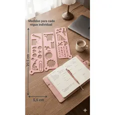 Stencil Kit – Moldes para Bullet Journal e Planner (Letras, Ícones e Formas)
