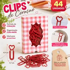 Kit 44 Clips Coração Colorido 4,9cm | Clips Decorativo para Planner, Caderno, Agenda e Papelaria Fofa