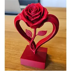 Rosa Decorativa com Coração em Impressão 3D – Presente Romântico Decoração 12,5cm
