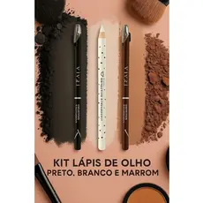 KIT LÁPIS DE OLHO NAS CORES 1 PRETO 1 BRANCO E 1 MARROM C/APONTADOR! SKU-105