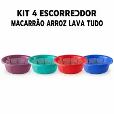 Kit 4 Escorredor Lava Tudo Arroz Macarrão Legumes Cores Sortidas