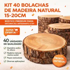 Kit 40 Bolachas de Madeira Reflorestada 15-20cm | Rústico Premium para Decoração, Artesanato e DIY