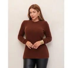 Blusa Feminina Suéter Pelinho Grosso Gola Redonda Inverno 3RD SD2013