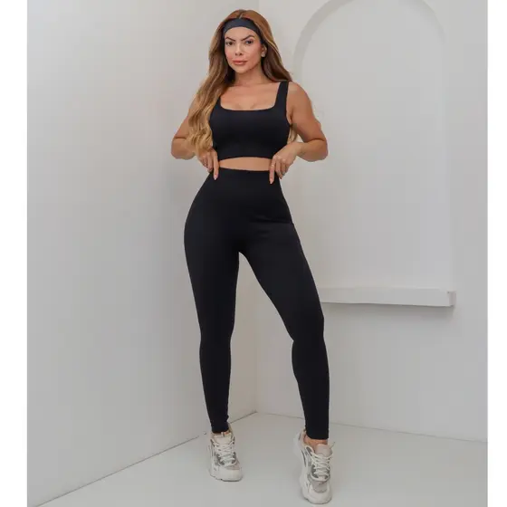 Conjunto Feminino Academia Canelado Poliamida Grossa Esportivo Fitness 3RD SD1415