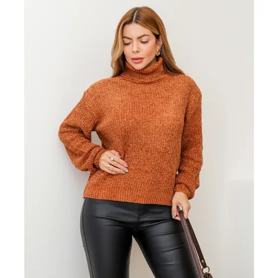 Suéter Blusa Feminina Mousse Tricot Gola Alta Manga Longa Inverno 3RD SD3030