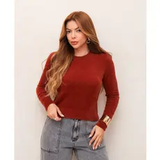 Blusa Feminina Tricot Peluciado Manga Longa Pelinho Elegante Confortável Moda Inverno SD3061