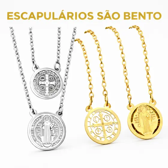 Escapulário Medalha São Bento Religioso Aço Inox Não Escurece Hipoalergênico Unissex