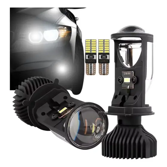 Farol Led Lampada H4 Big Projetor Canhão Conversão Elíptico