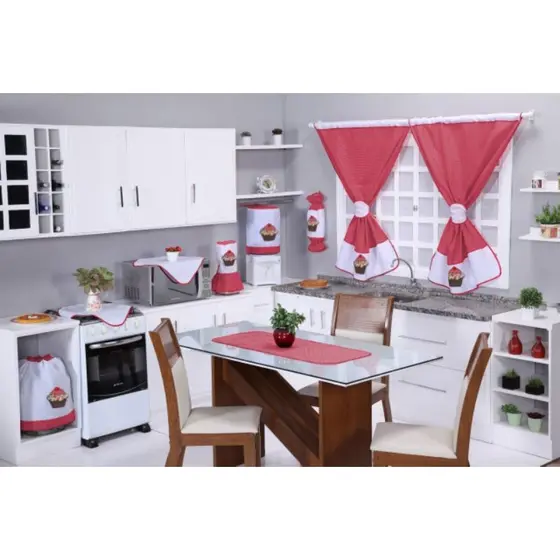 kit de cozinha completo 10 peças  Com Cortina (envio aleatorio)