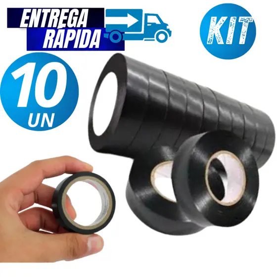 Kit 10/05  Fitas isolante Antichama Preta - 5m