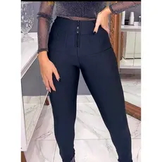 Calça Lipo Tecido Suplex, Legging com Cinta Modeladora Preta..