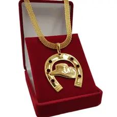 Conjunto Colar Choker Laminado 6mm Feminino Ferradura com Chapéu Sertanejo 100% Moeda Antiga