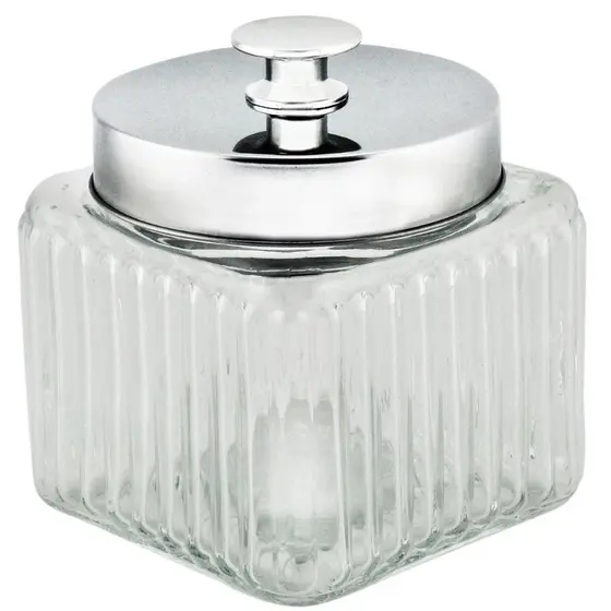 Porta Mantimento De Vidro Com Tampa De Metal Prata Rosqueável 800ml Lyor/Pote/porta tempero/utensílio de cozinha/cozinha