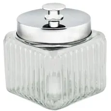 Porta Mantimento De Vidro Com Tampa De Metal Prata Rosqueável 800ml Lyor/Pote/porta tempero/utensílio de cozinha/cozinha