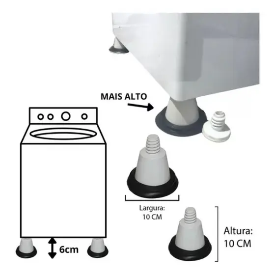 Pé Nivelador para Maquina de Lavar Universal 1 Jogo com 4 Peças