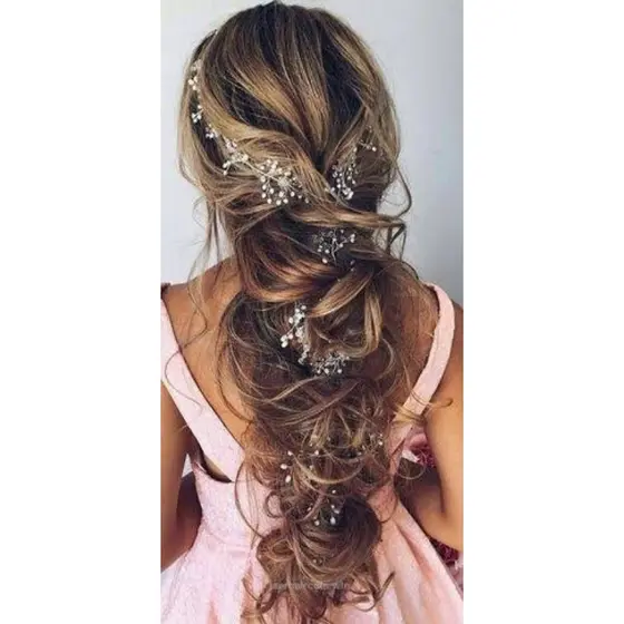 Tiara Arranjo Cabelo Noiva Fio Strass Cristal Pérola Dourado Tiara Arranjo Cabelo Noiva  grinalda casamento