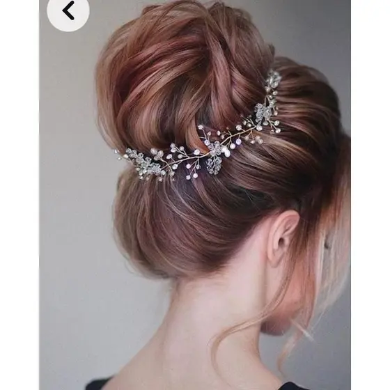 arranjo de cabelo para noiva grinalda de Pérolas banho prata