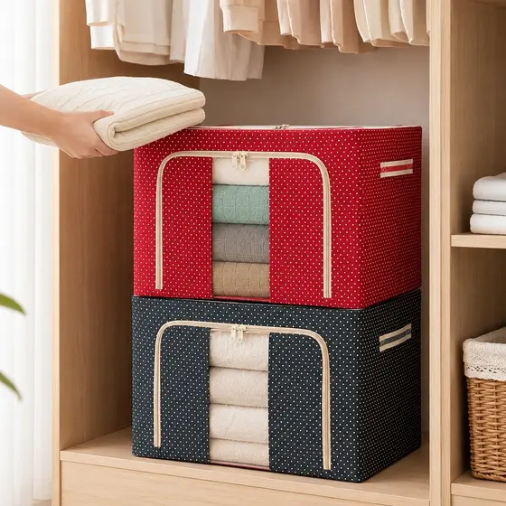 Caixa Organizadora de Guarda Roupa Organizador Multiuso Com Zíper Rígida 60L