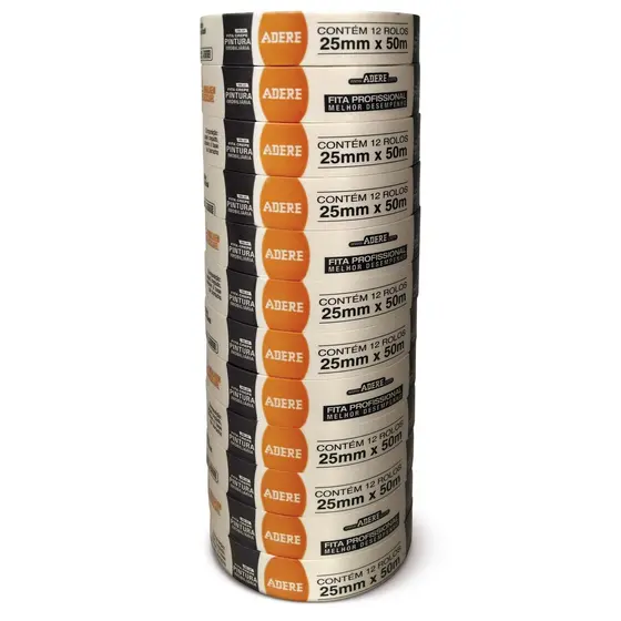 Fita Crepe Adere Uso Geral Pintura Imobiliaria 18mmx50mts Pacote com 16 unidades