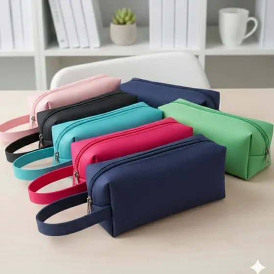 Kit 15 Necessaire Estojo Com Alça Feminina Masculina Nylon 600 Organizadora Premium Varias Cores Com Nfe Envio Imediato