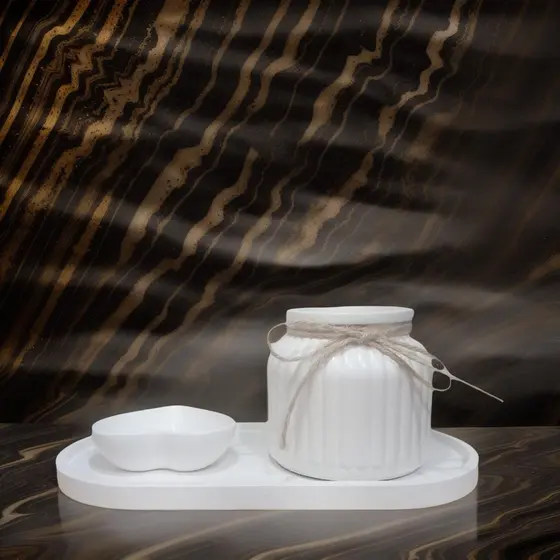 Kit Natural Stone 3 Peças – Gesso Cru Impermeável com Resina | Para Banheiros e Áreas Externas