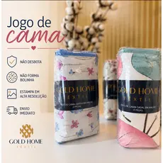 Jogo lençol e Fronha, Solteiro Casal Queen e King malha premium. Lençol liso e fronha estampada na frente com Vies