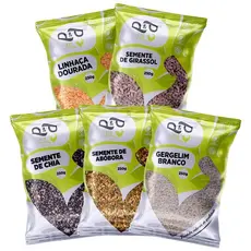 Combo Semente Chia Girassol Linhaça Abobora e Gergelim - P&P