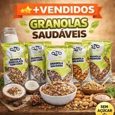 Granola Gourmet P&P - Premium Chocolate Zero Açúcar Low Carb Frutas Vermelhas Salgada