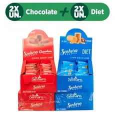 Paçoca DIET e Chocolate Zero Açúcar KIT 4 Caixa C/ 24un