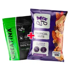 Mix de Castanha Tropical Nuts P&P 1Kg + Creatina 250g 100% Pura Monohidratada