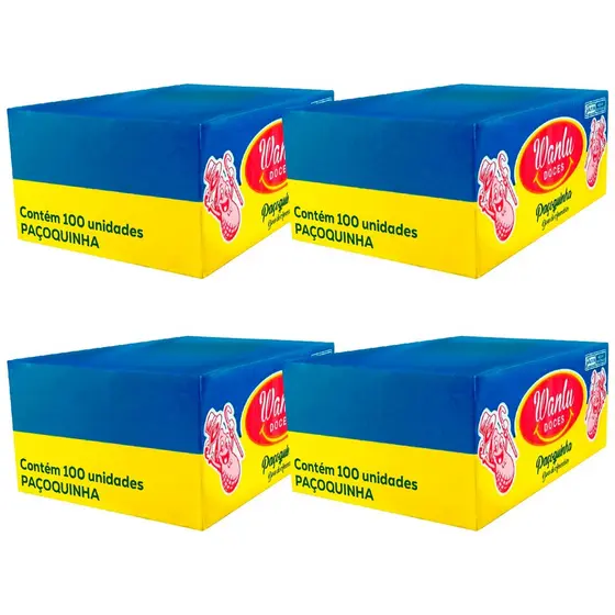 KIT 4X Paçoca Rolha Embrulhada com 100un caixa