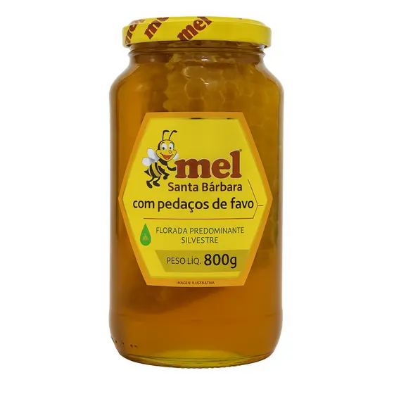 Mel com Favo Santa Bárbara 800g | Puro, Natural e Artesanal – Florada Silvestre