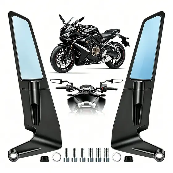 Espelho Retrovisor Para Motocicleta, Refletor Universal De Asa Fixa, Espelho Retrovisor Lateral Giratório