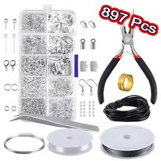 Kit 897 Pcs Bijuterias Para Fazer Jóia Diy Com Alicate Pinça Pronta Entrega