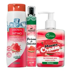 KIT Intimo Êxtase 3 Peças - Hidratante Corporal Beijável + Sabonete Íntimo + Perfume Sensual SEX