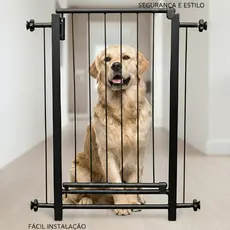 Portão Gate pet grade segurança bebê pressão regulável medidas de 65 a 169cm - branco e preto