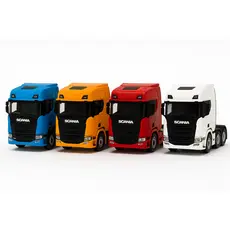 Miniatura Caminhão Scania 1/42 Trucado Metal com Som Luz Fricção Pneu Borracha 4 Cores Colecionável